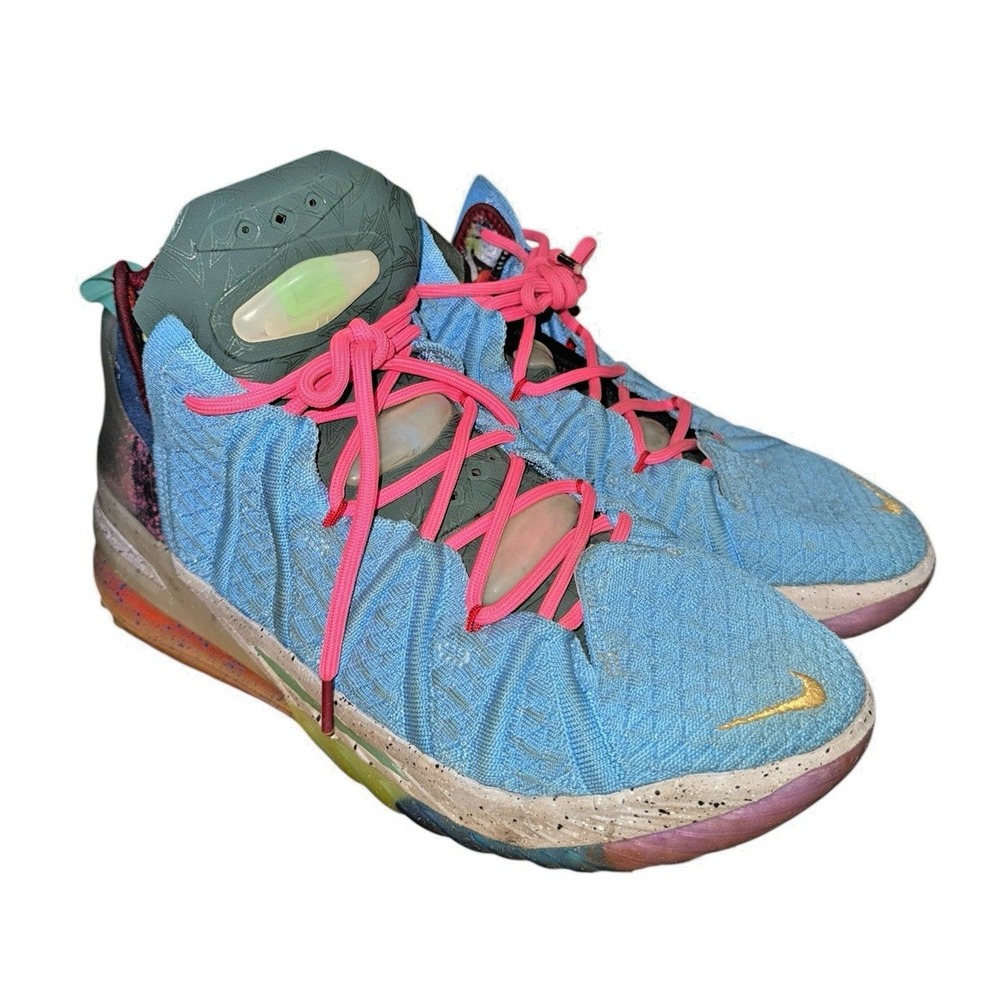 Nike LeBron 18 Best Of 1-9 University Blue MENS 9.5 PRE-OWNED DM2813-400 Sneaker